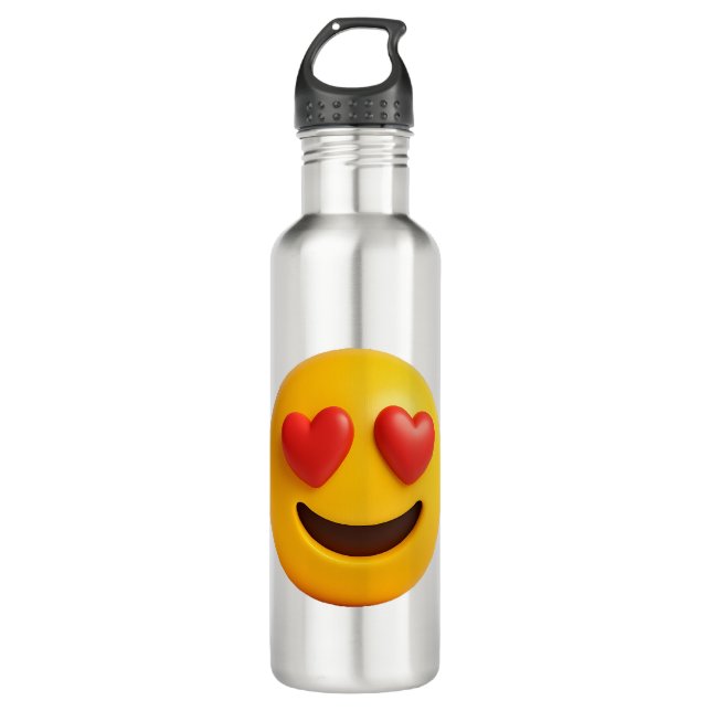 Botella De Agua 3d yellow smiling emoji face with heart shaped eye (Anverso)