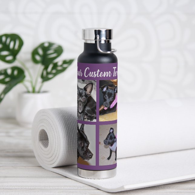 Botella De Agua 4 COLLAGE DE FOTOS | Púrpura de perro (Yoga)