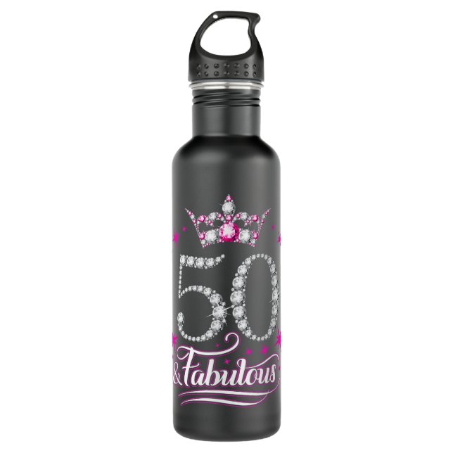 Botella De Agua 50.º Cumpleaños. 50 y fabulosas mujeres, damas (Anverso)