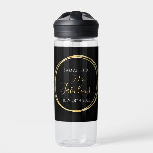 Botella De Agua 50.º cumpleaños oro negro personalizado