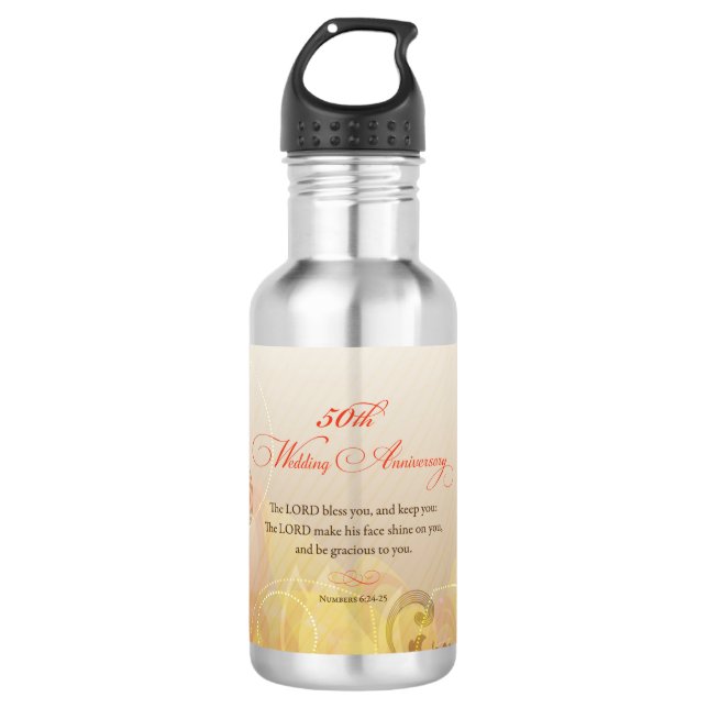 Botella De Agua 50° Aniversario del Boda, bendiciones del Señor y  (Anverso)