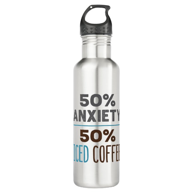 Botella De Agua 50% de ansiedad 50% Café helado (Anverso)
