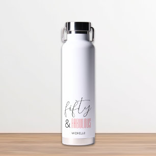 Botella De Agua 50 y fabuloso 50 cumpleaños Personalizado de escri