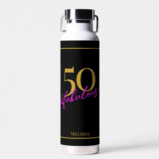 Botella De Agua 50 y Fabuloso Black Gold Pink (Delantero)