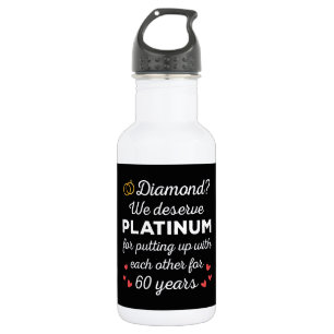 Botella De Agua 60° Aniversario Boda I - Pareja Diamond Funny