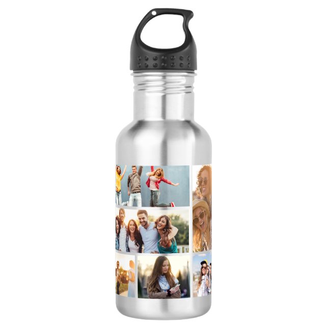 Botella De Agua 6 Personalización de plantilla de Collage de fotos (Anverso)