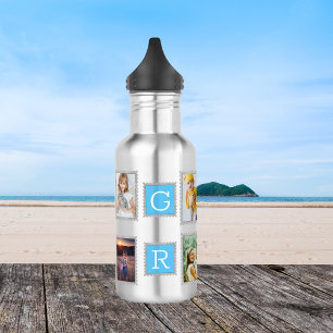 Botella De Agua 6 Seis Collages de fotos Cute Baby Family Love Gra