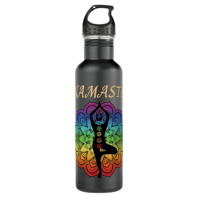 Botella De Agua 7 Chakra Namaste Reiki Kundalini Yoga (Anverso)