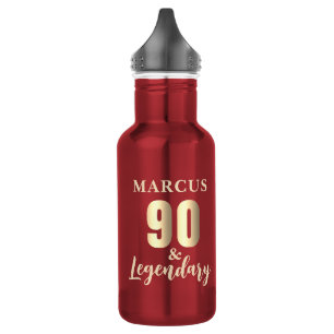 Botella De Agua 90 & Legendario Oro Cumpleaños 90 