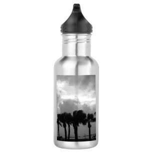 Botella de agua a escala de grises para los cielos