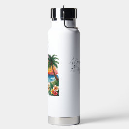 Botella De Agua A Gorgeous Sunset At Tropical Beach, Vacation