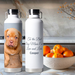 Botella De Agua A la mejor madre del perro Personalizado foto y te