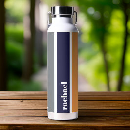 Botella de agua a rayas amarillas azul personaliza