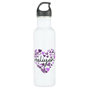 Botella De Agua Aaliyah, corazones morados