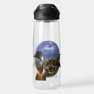Botella De Agua "Abajo bajo Dúo: Emu y Kookaburra en arte de Popou