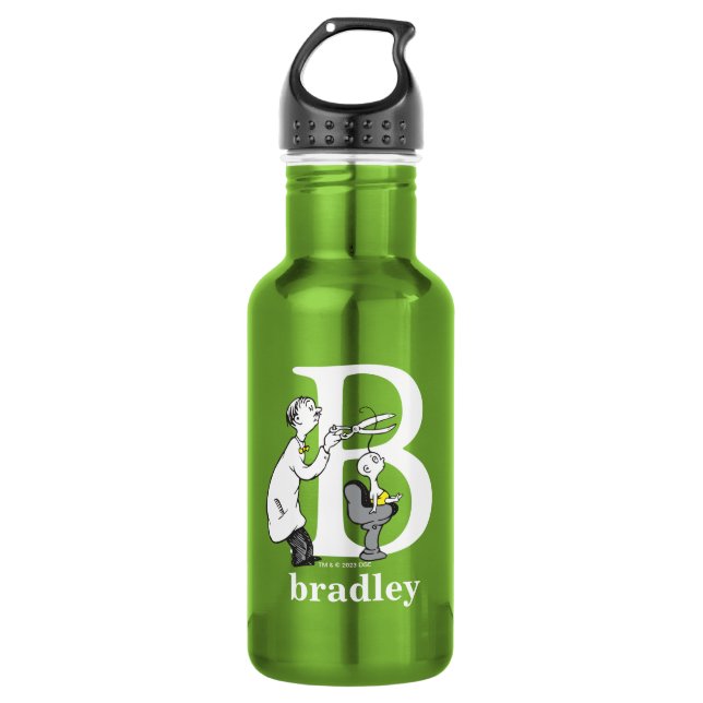 Botella De Agua ABC del Dr. Seuss: Carta B - Blanco | Añadir su no (Anverso)