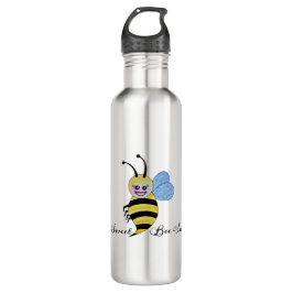 Botella De Agua Abeja Cuidada De Acuarela Con Sonrisa Feliz