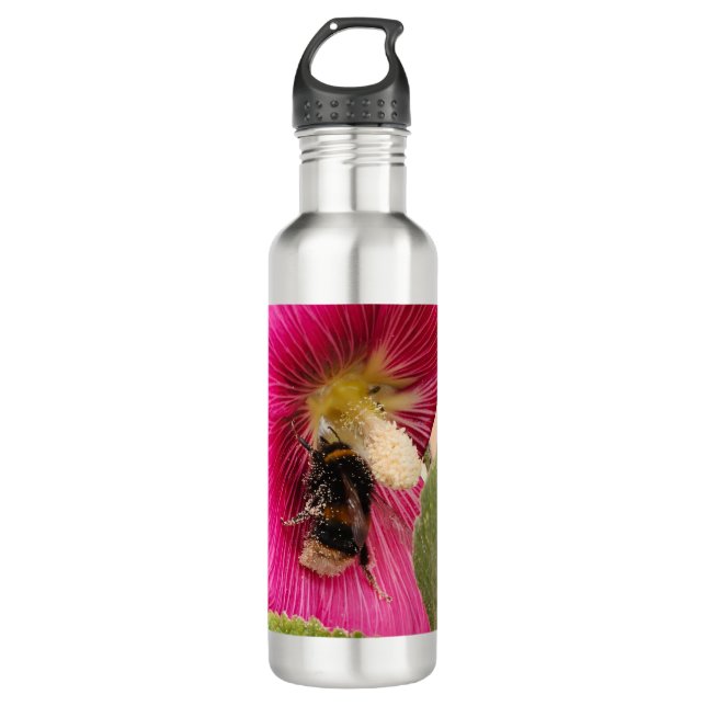 Botella de agua Abeja de burbuja de hollyhock (Anverso)