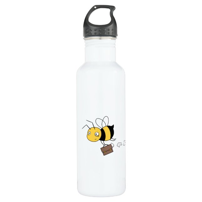 Botella De Agua Abeja de Negocios, Abeja Cansada y Estresada con M (Anverso)
