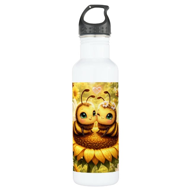 Botella De Agua Abeja Mina Girasol (Anverso)