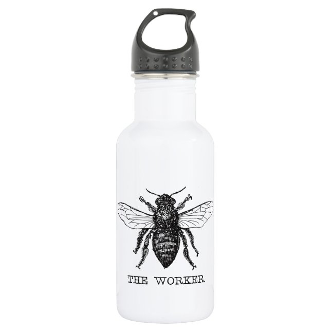 Botella De Agua Abeja Obrera Miel Abejorro Negro (Anverso)