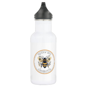 Botella De Agua Abeja Reina Floral Personalizada