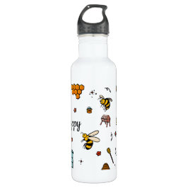 Botella De Agua Abejas alegres adorables arte de palabras