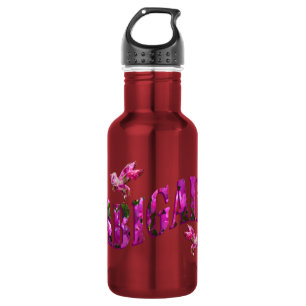Botella De Agua Abigail, logotipo del nombre de niña hecho de flor