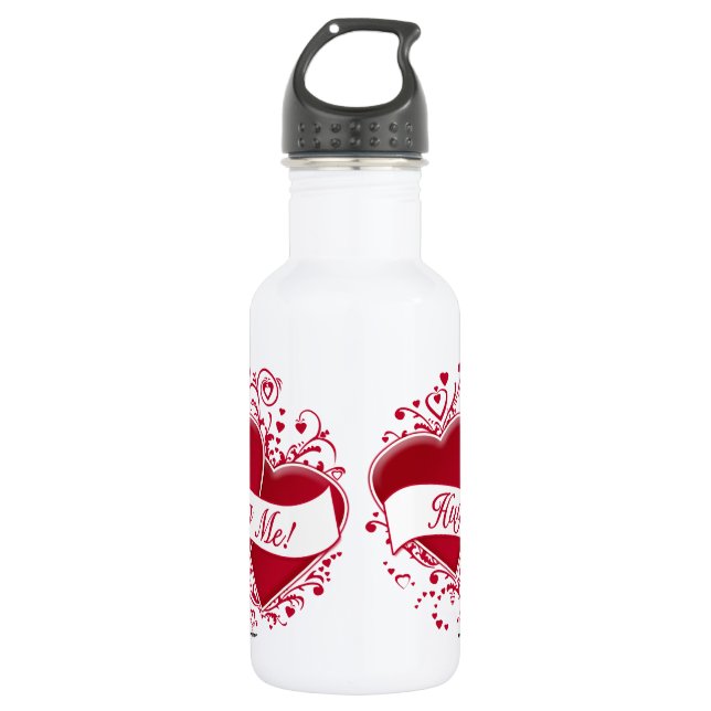 Botella De Agua ¡Abrazame! Corazones rojos (Anverso)