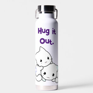 Botella De Agua Abrazo De Gatitos Personalizados, Amistad Con Gato