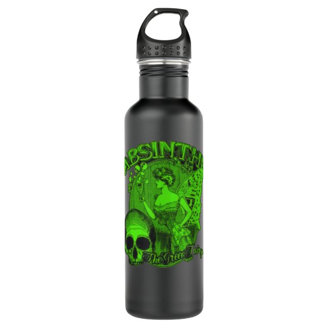 Botella De Agua Absinthe Skull Green Fairy Retro design (Anverso)