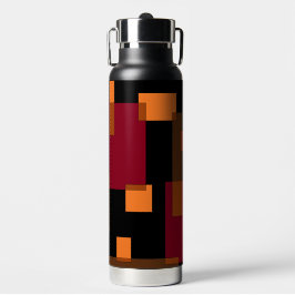 Botella De Agua Abstracción geométrica Naranja rojo marrón negro