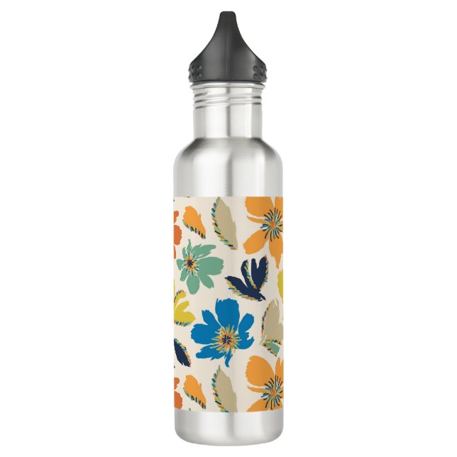 Botella De Agua Abstract Hand-Drawn Boho Floral Pattern (Izquierda)
