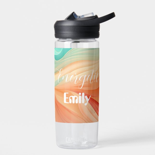 Botella De Agua Abstracto de terracota y acuarela verde jade (Izquierdo)