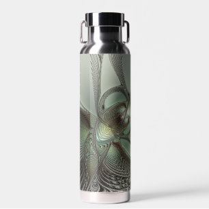 Botella De Agua Abstracto Olive Sage Green Grey Fractal Art Fantas