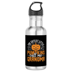 Botella De Agua Abuela Calabaza Bonita Diseño de Halloween_1
