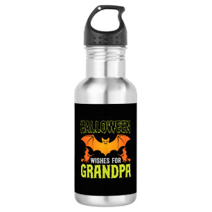 Botella De Agua Abuelo de Halloween Murciélago Bruja Deseos