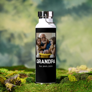 Botella De Agua Abuelo estableció texto blanco foto