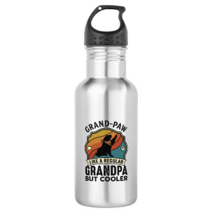 Botella De Agua Abuelo Pata Abuelo Perro Retro Atardecer Bandana_1