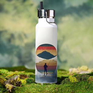 Botella De Agua Abuelo Pescador Vintage Atardecer Retro Pescador P