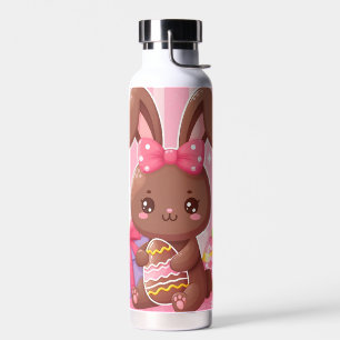 Botella De Agua Abundancia de Pascua de chocolate con rayas rosas