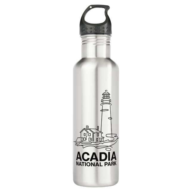 Botella De Agua Acadia National Park Lighthouse Line Art (Anverso)