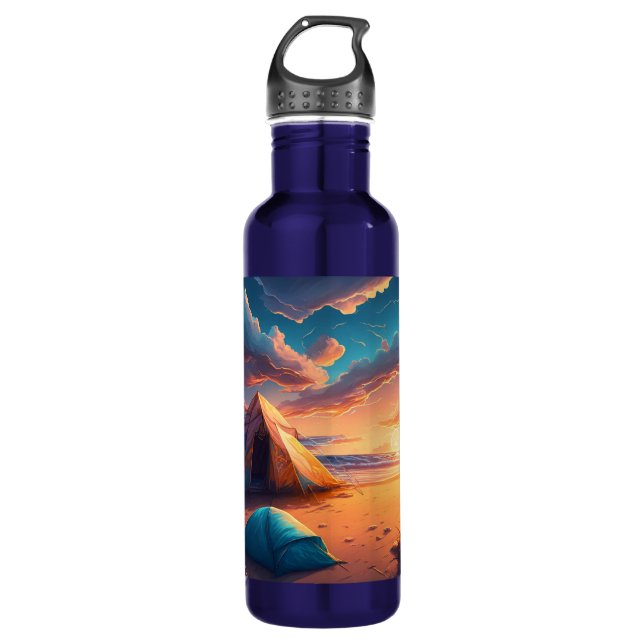 Botella De Agua Acampar al amanecer (Anverso)