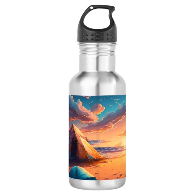 Botella De Agua Acampar al amanecer (Anverso)