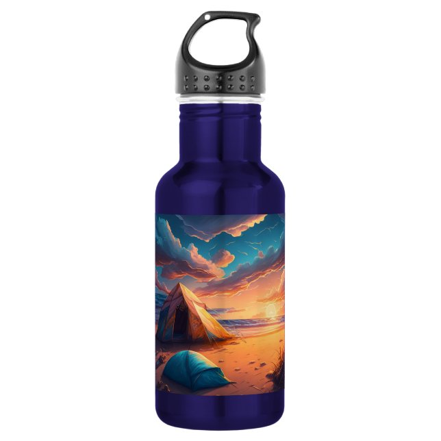 Botella De Agua Acampar al amanecer (Anverso)