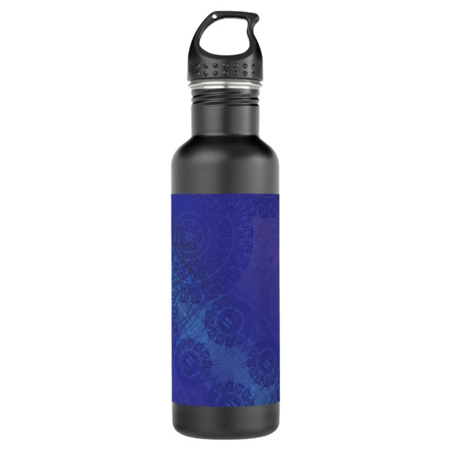 Botella De Agua Aceptación | Medallones Blue Indigo Violet Boho (Anverso)