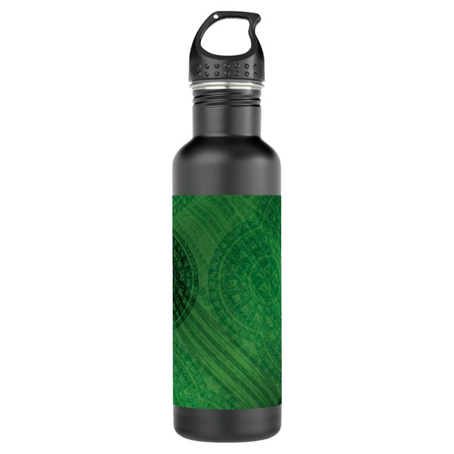 Botella De Agua Aceptación | Medallones de Meditación Verde (Anverso)