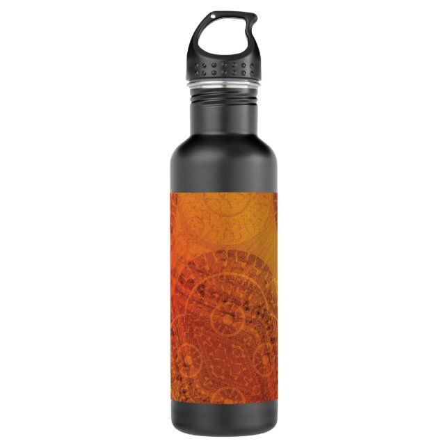 Botella De Agua Aceptación | Medallones del Boho amarillo Naranja  (Anverso)
