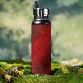 Botella De Agua Aceptación | Patrón de Boho Ecléctico Rojo