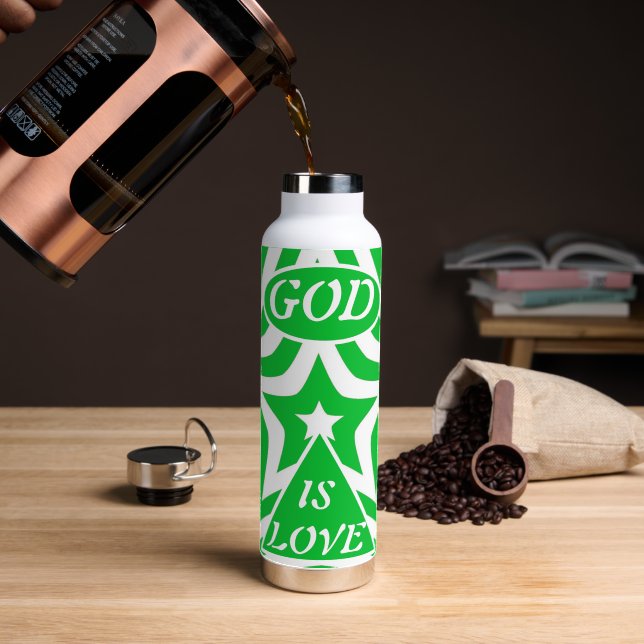 Botella De Agua Achempong Dios Es Amor Estrella Verde Oscuro Paste (Café (girado))